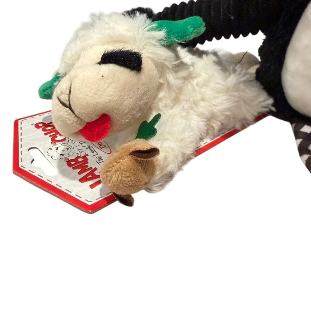 Pet Holiday Dog Toys (2) Lamb Chop & Penguin Multicolor Christmas Plush‎